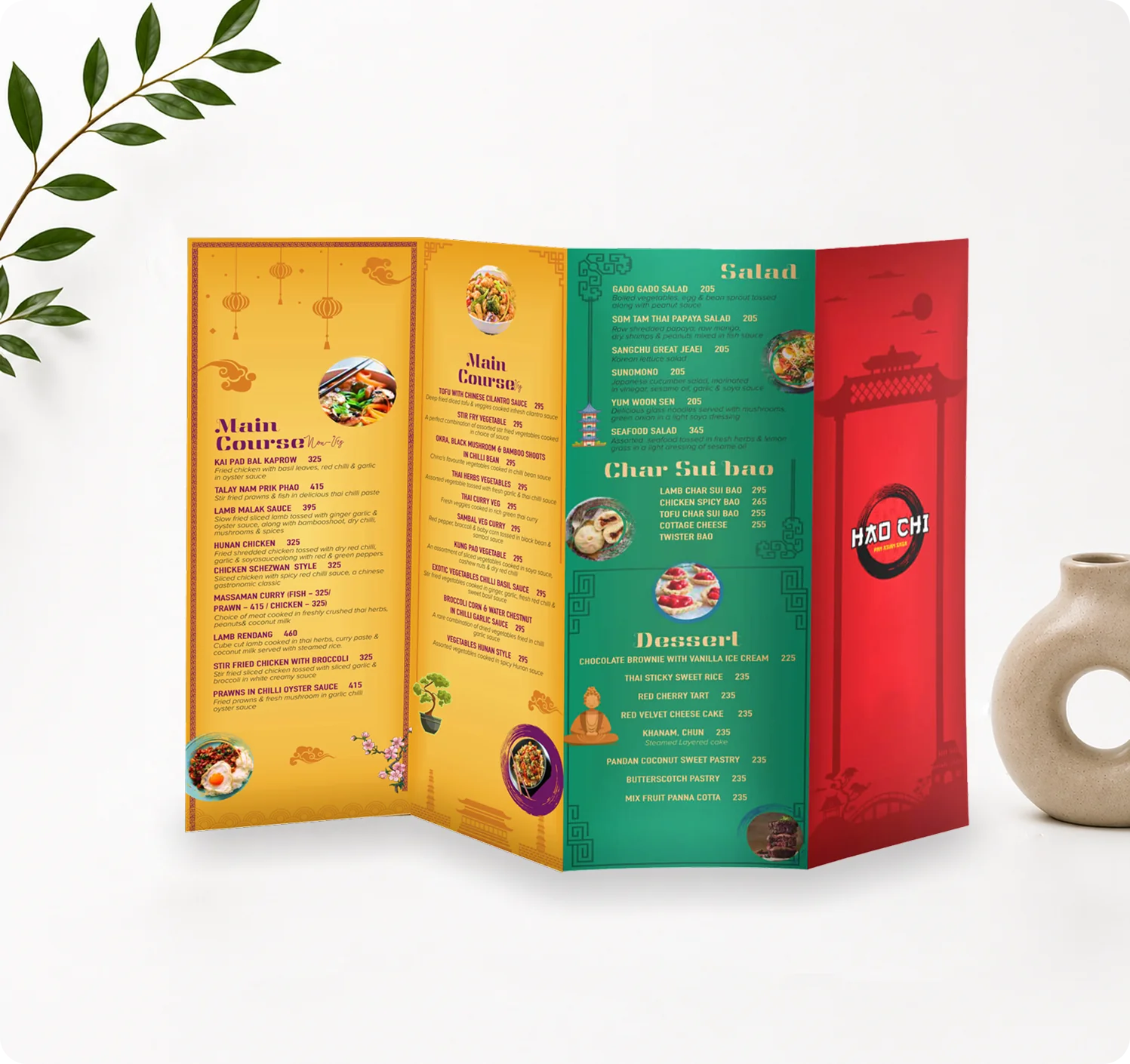 Hao Chi restaurant foldable menu page one design
